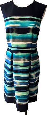 Connected Womens Sleeveless Dress In Green Blue White