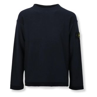 Stone Island Round-neck Knitwear, male, Blue, Size: 2XL Plush Stitch Jumper