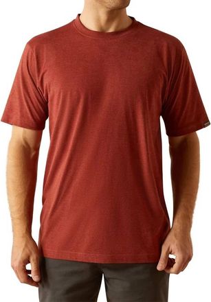 Ariat Mens Rebar Cotton Work T-Shirt In Firebrick Red Heather