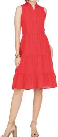 Jade Yoga Sleeveless Button Front Tiered Dress