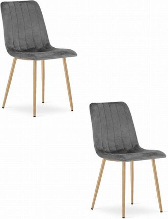 OEM Silla Lava - Terciopelo Gris Oscuro / Patas Color Madera X 2