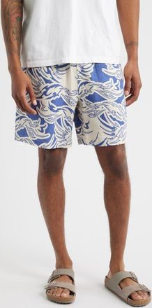 OAS Rogue Porto Linen Drawstring Shorts in Blue at Nordstrom, Size Xx-Large