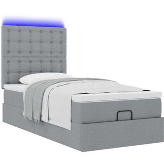 vidaXL Estructura Cama Otomana Con Colch&oacute;n Tela Gris Claro 100x200cm Vidaxl