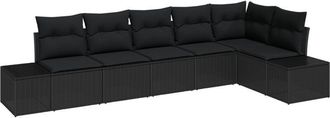 vidaXL Vidaxl - Garden Sofa Set with Cushion 6 pcs Black Poly rattan