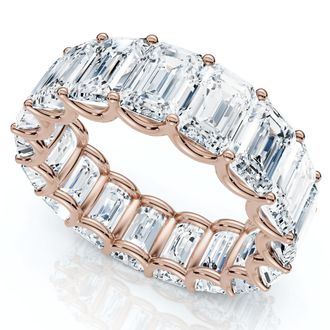 Pompeii3 9Ct Emerald Cut Diamond U Prong Eternity Ring 14k Gold or Platinum Lab Grown