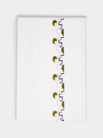 Loretta Caponi Geometric Hand-Embroidered Cotton US King-Size Duvet Cover