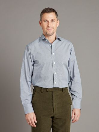 Oliver Brown Berwick Shirt Classic Collar - Micro Check - Navy
