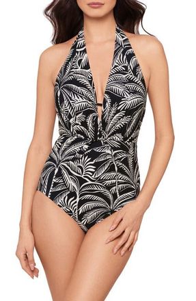 Magic Suit By Miraclesuit Hearts of Palm Joelle One-Piece Swimsuit in Black/Multi at Nordstrom, Size 16
