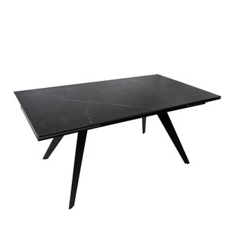 Koketto Home Mesa 160 con patas de nogal y tablero de porcelanico negra