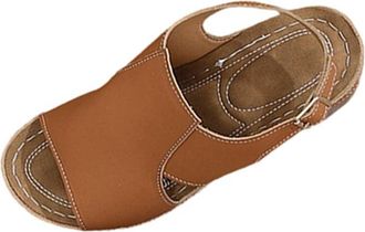 Generic Open Toe Sandals for Women Comfortable Casual Summer Sandal Shoes Solid Color Stylish Breathable Wedge Sandals with Ankle Strap Beach Outdoor