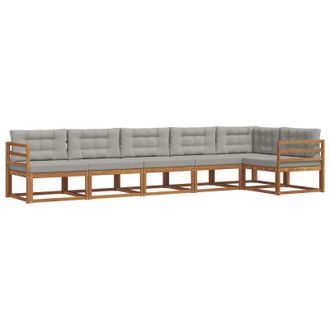 vidaXL Conjunto De Sof&aacute;s De Exterior 6 Pcs Natural Y Gris Claro Vidaxl