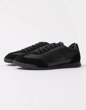 HUGO BOSS Mens BOSS Orange Nitan Mens Low-Top Trainers with Structured Trims - Black 005 - Size: 11