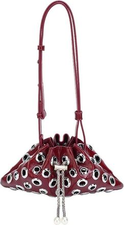 Generic Punk Style Metal Rivet Hollow Shoulder Bag, Women Drawstring Crossbody Bag, Vintage Handbags Underarm Purse(Red)