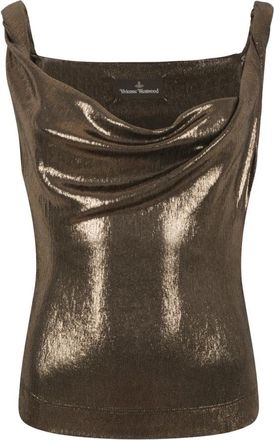 Vivienne Westwood Metallic Draped Top - Dames - Tops zonder mouwen - Bruin - S - Leer - Tops