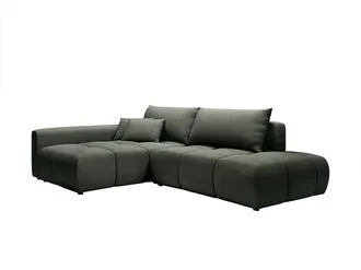 Vente-Unique Sof&aacute; cama rinconera izquierda en tela texturizada verde MINTURNO