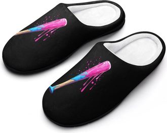 Generic Funny Trans Baseball Bat Funny Mens Cotton Slippers Shoes Novelty Soft Non-Slip Sole Home Shoe