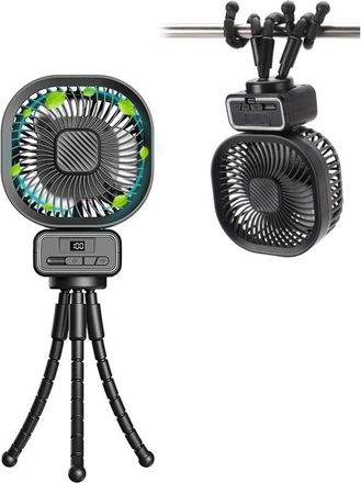 OEM Ventilador Port&aacute;til Para Cochecito, Ventilador De Escritorio Con Clip Y Luz Nocturna, 5000 Mah, Oscilaci&oacute;n Autom&aacute;tica De 270&deg;, Ventilador Personal De 