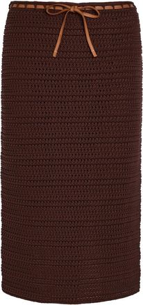 Tod's Knit Cotton Midi Skirt - Brown - S (UK8-10 / S)