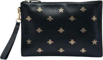 Gucci Pre-owned Bee Star Clutch - Dames - Vintage Clutch - Zwart - ONE Size - Leer - Vintage