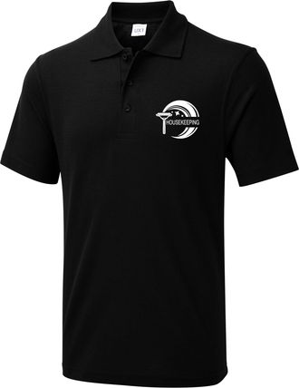 Generic Housekeeping Logo Printed Polo Unisex Mens Womens Top Housekeeping Top Waiter Sweeper Housekeeping Staff Uniform Shirt Top Black