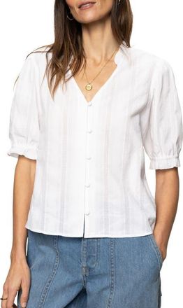Sanctuary Fall Into You Cotton Button-Up Top in White at Nordstrom, Size Small