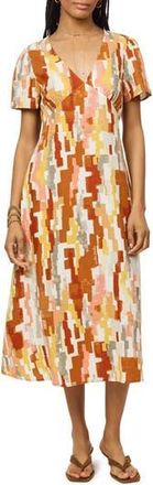 Scotch & Soda V-Neck Linen Blend Dress in Moroccan Rug at Nordstrom Rack, Size X-Small