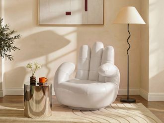 Vente-Unique Sill&oacute;n mano giratorio CATCHY - Piel sint&eacute;tica - Blanco