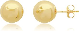 MAX + STONE Solid 14k Yellow Gold Full Ball Earrings with Gold Butterfly Back 4MM-8MM