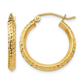 Diamond2Deal 14k Gold Diamond-cut 2.5x20mm Round Hoop Earrings