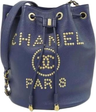 Chanel Pre-owned Bolso de hombro Deauville de piel de becerro granulada - Pre-owned - Mujer - Azul - ONE SIZE