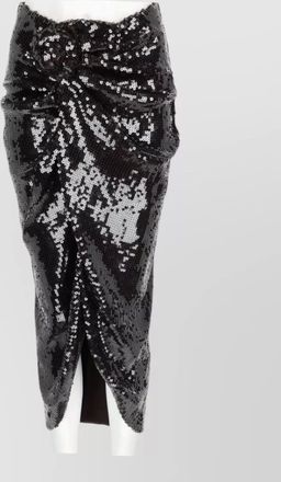 Rotate sequined draped knot midi fitted skirt
