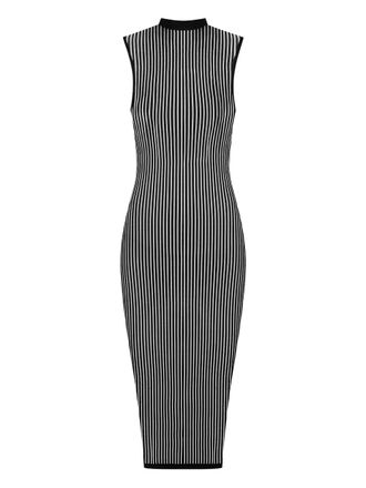 Maison Close Bande à Part striped midi dress - women - Elastane/Polyamide - 36 - Black