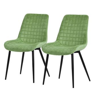 ML Design Ml-design - Set 2x Sillas De Comedor Salvia Con Respaldo, Asiento Terciopelo Acolchado Tapizado De Terciopelo Con Patas De Metal Sill&oacute;n De Dise&ntilde;o Mode