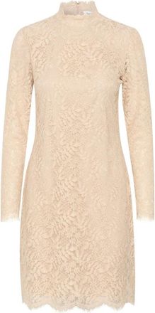 Saint Tropez Grijze Morn Kant Jurk - Dames - Korte kleedjes - Bruin - S - Kleedjes