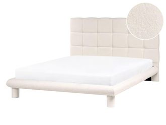 Beliani Cama matrimonial de tejido blanco 140x200