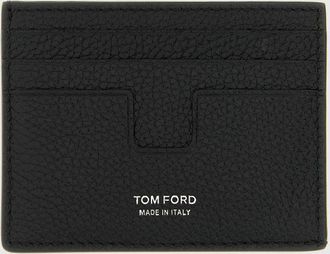 Tom Ford Portacarte piatto in pelle di vitello martellata con sette scomparti