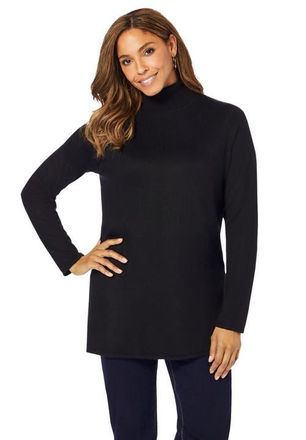 Jessica London Cotton Cashmere Turtleneck in Black at Nordstrom, Size 24