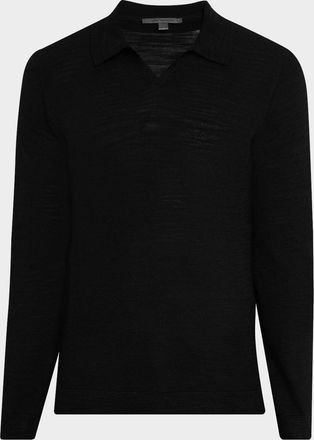 John Varvatos Mens Luciano Slub Wool Knit Polo Shirt