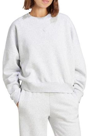 adidas Essentials Embroidered Logo Cotton Fleece Sweatshirt in Light Grey Heather/White at Nordstrom Rack, Size X-Large