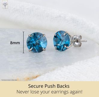 MAX + STONE 10k Yellow or White Gold 8mm Round Cut Gemstone Birthstone Stud Earrings