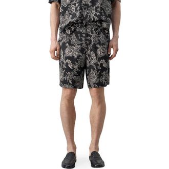 Mango Slim Fit Print Bermuda Shorts in Black at Nordstrom, Size 34