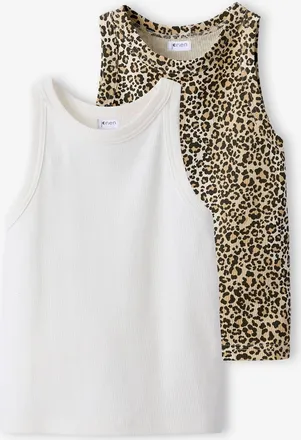Jonen 2er-Pack M&auml;dchen Tops aus Ripp JONEN beige