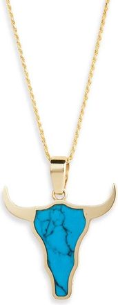 Established Mini Steer Inlay Pendant Necklace in Turquoise at Nordstrom