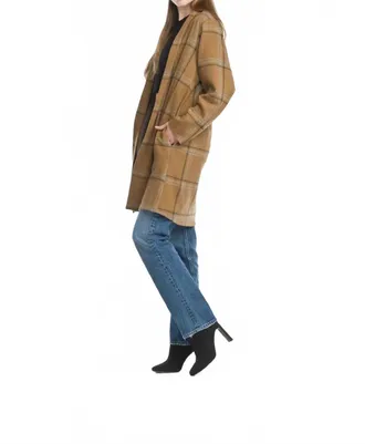 Papillon Plaid Cardigan With Pockets In Taupe