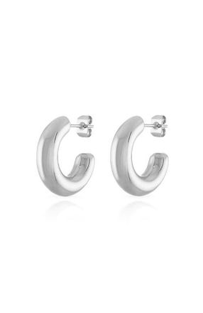 BEN ONI Bold Open Huggie Hoops in Silver at Nordstrom
