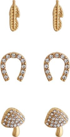 Panacea Set of 3 Assorted Stud Earrings in Gold at Nordstrom