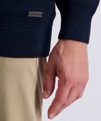 Pierre Cardin Rundhalspullover PIERRE CARDIN, Herren, Gr. L, salute, Strick, Obermaterial: 75% Baumwolle, 25% Polyamid, Rundhals, Pullover Rundhalspullover, mit Str