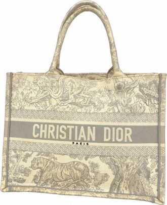 Dior Gray Ivory Canvas Tote Bag (Pre-Owned)