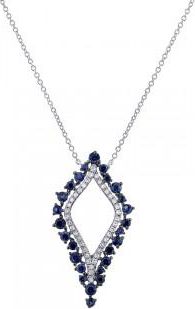 Allurez 0.19ct Diamond & 0.86ct Blue Sapphire 14k White Gold Necklace