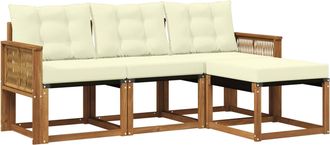 vidaXL Conjunto De Sof&aacute;s De Exterior 4 Uds. Natural Y Crema Vidaxl